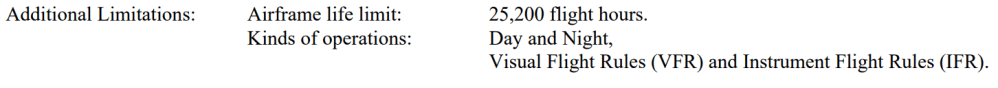 TCDS Cessna 400 kinds of operation IFR VFR day night