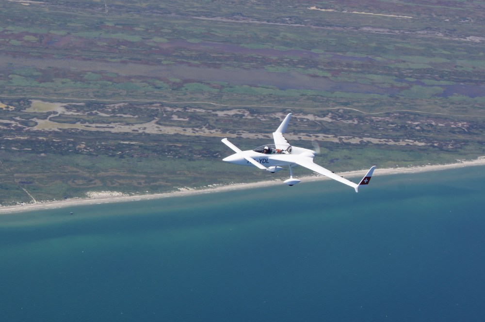 Rutan VariEze over the Danube Delta, Black Sea